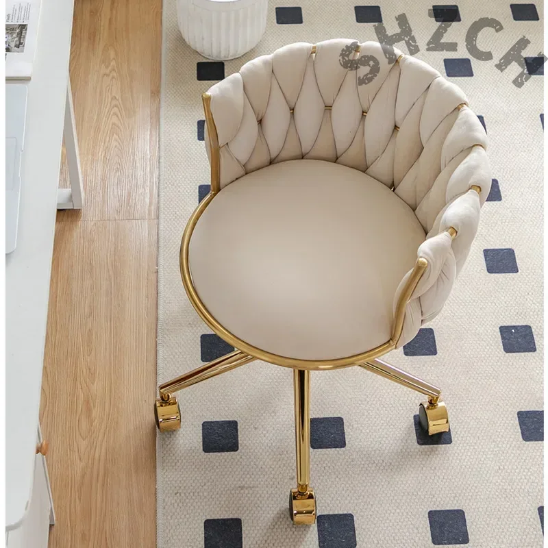 Beauty And Makeup Studio - Ergonomic Velvet Upholstered Makeup Chair for