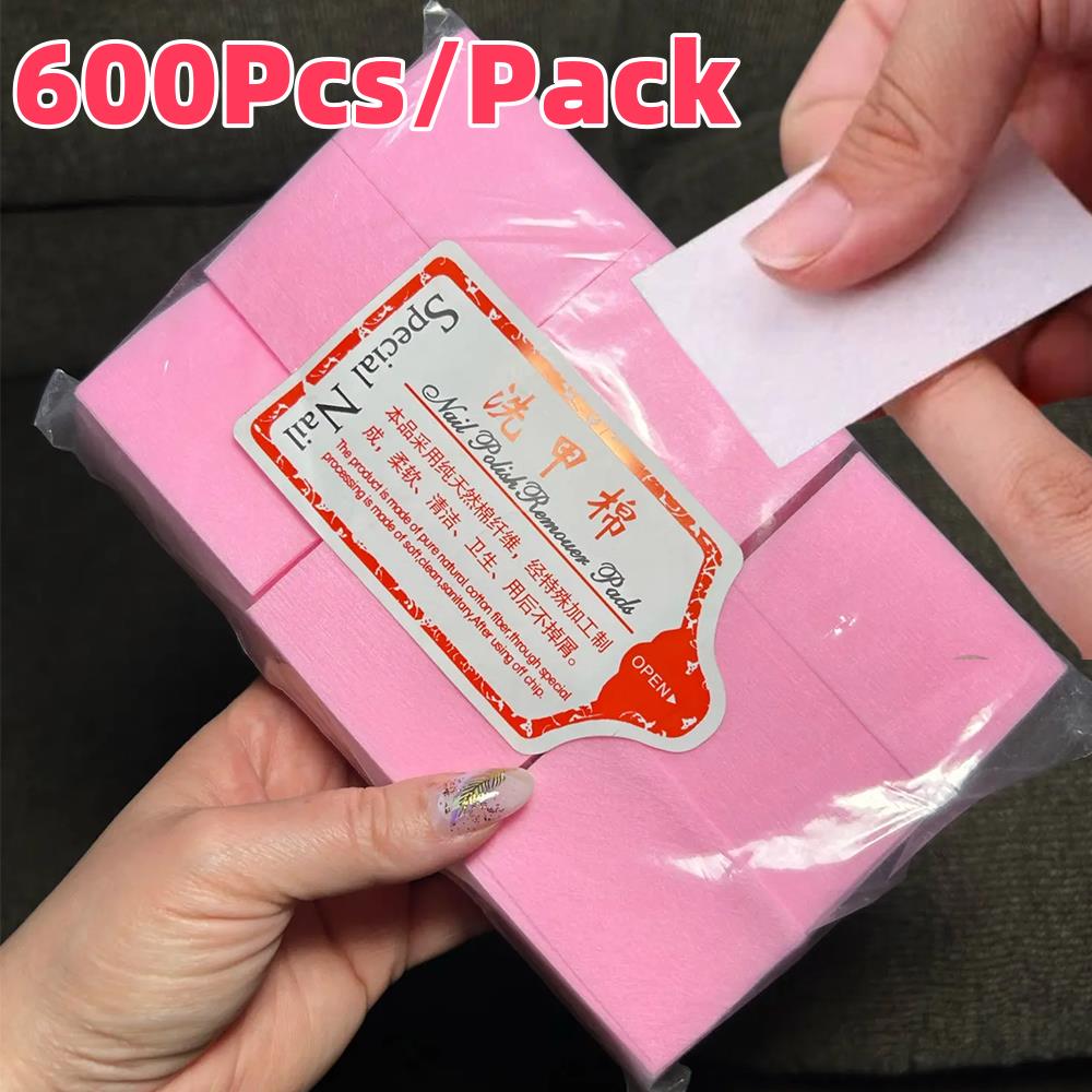 Beauty With Makeup - 600Pcs/Pack Lint-Free Cotton Pads Nail Polish