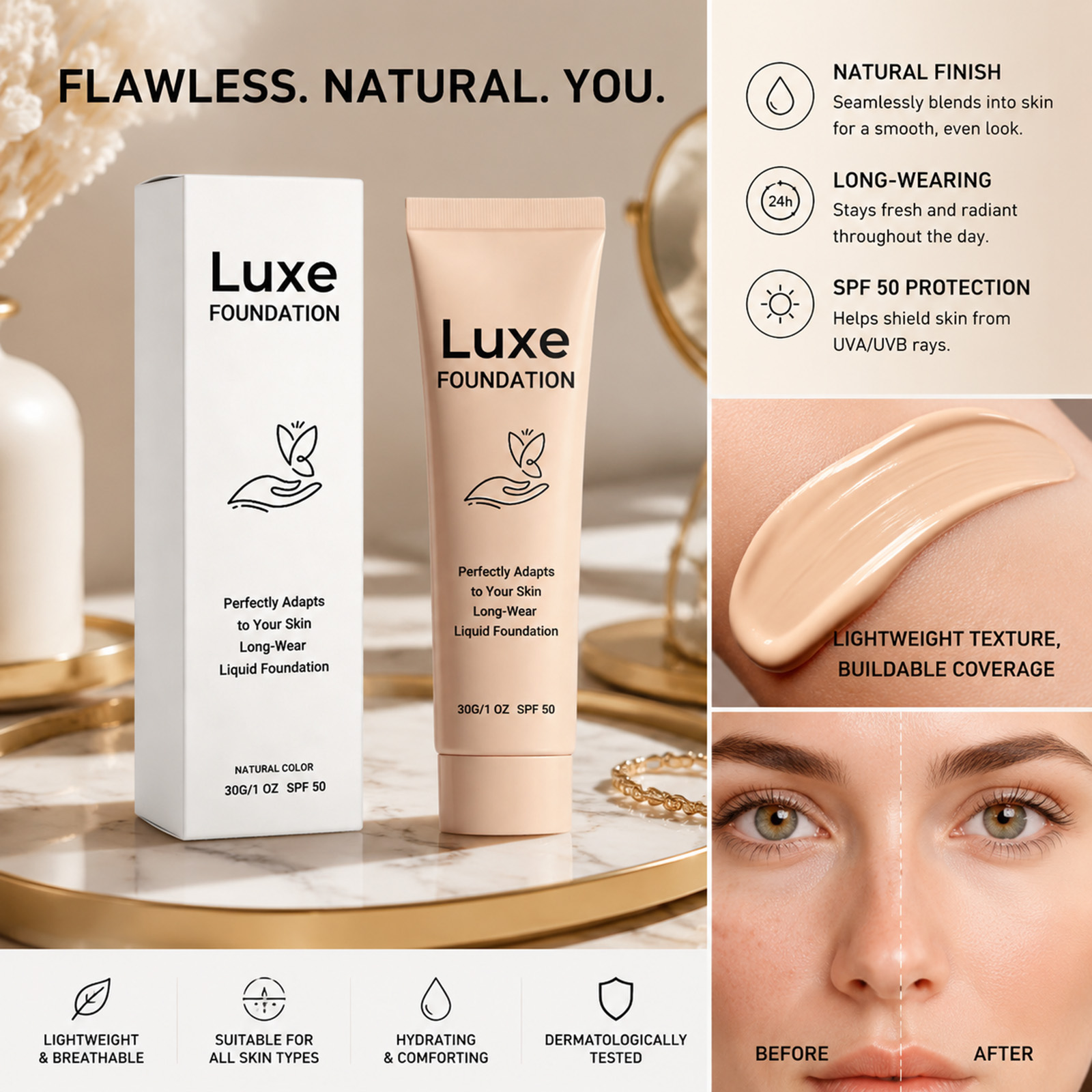 SPF 50+ Color Changing Foundat - огляд і ціна Beauty Makeup Foundation